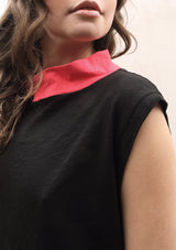 Contrast shirts dress | Black