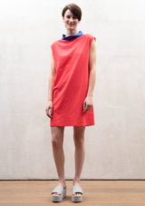 Contrast shirts dress | Coral red