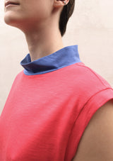 Contrast shirts dress | Coral red