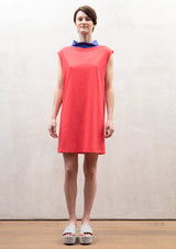 Contrast shirts dress | Coral red