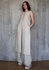 Split plissé long gilet