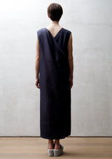 back lapel bamboo long dress