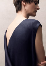 back lapel bamboo long dress