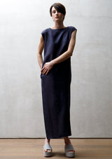 back lapel bamboo long dress