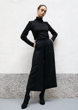 Flared cropped wool trousers