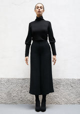 Flared cropped wool trousers