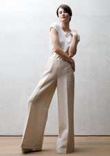 Flared plissé trousers