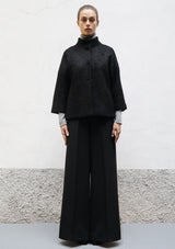 High collar mohair half coat