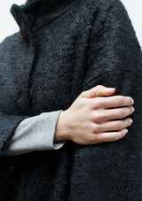 High collar mohair half coat