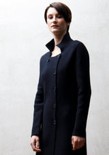 Knit cotton coat | Night blue
