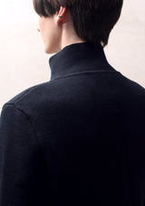 Knit cotton coat | Night blue