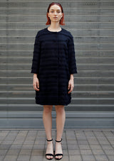 Line wool fringe coat