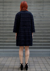 Line wool fringe coat