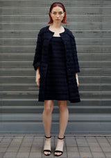 Line wool fringe coat