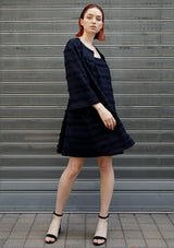 Line wool fringe coat