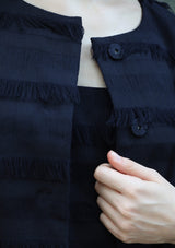 Line wool fringe coat