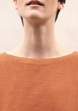 JunoMilano-rib-short-linen-dress-terracotta