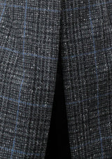Split wool check long gilet