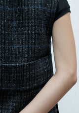 Split wool check gilet