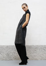 Split wool check gilet