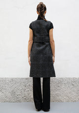 Split wool check gilet