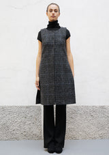 Split wool check gilet