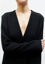 V neck wool crepe coat