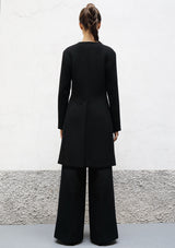 V neck wool crepe coat