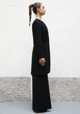 V neck wool crepe coat