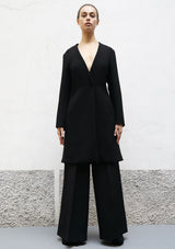 V neck wool crepe coat