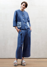 Wide pleat trousers | Blue