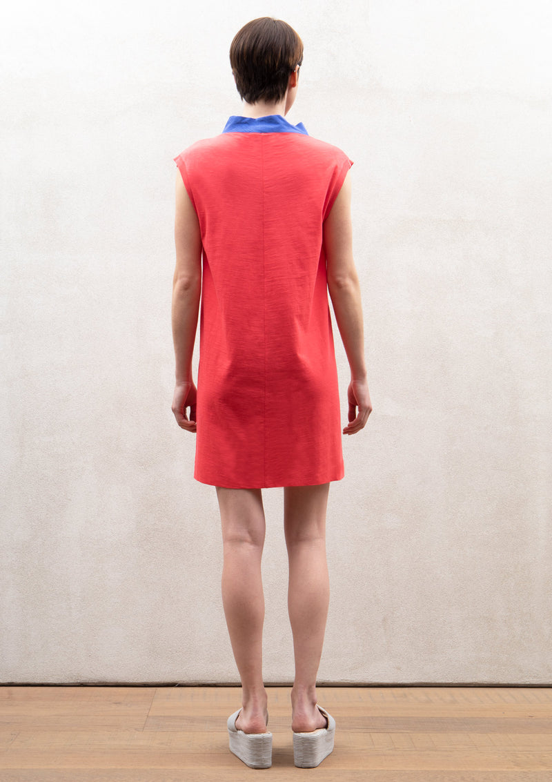Contrast shirts dress | Coral red