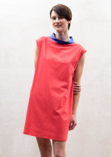 Contrast shirts dress | Coral red