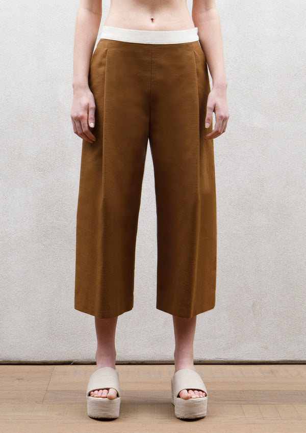 Wide pleat trousers | Brown