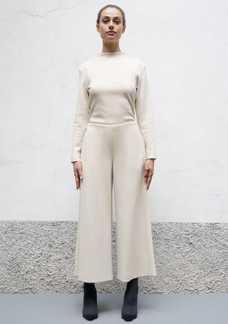Flared cropped jersey trousers