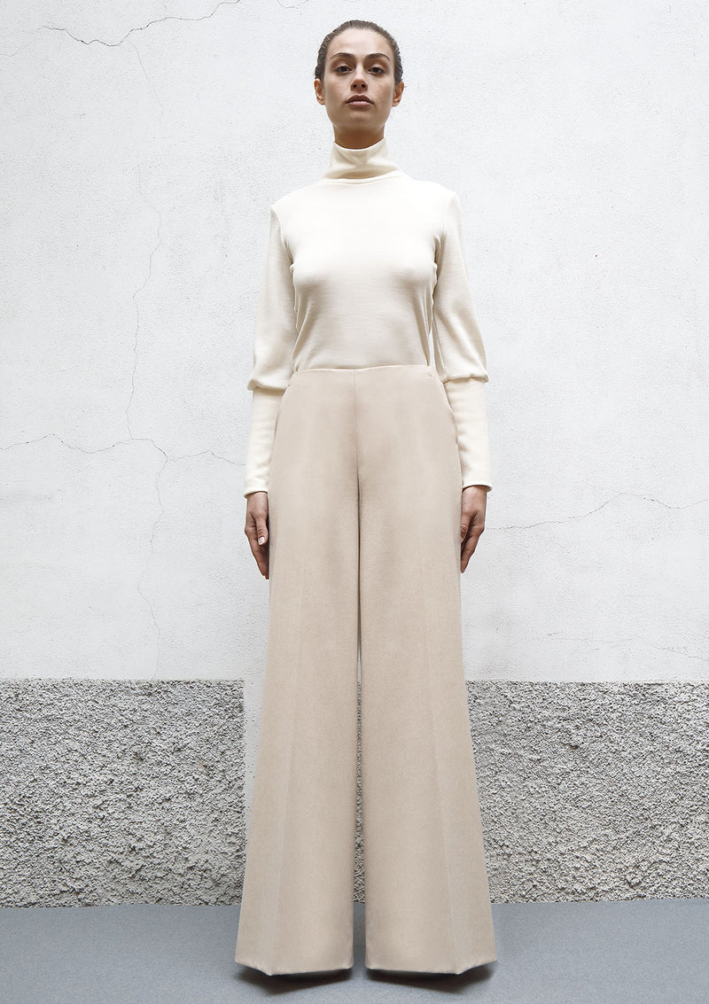 Flared cashmere trousers