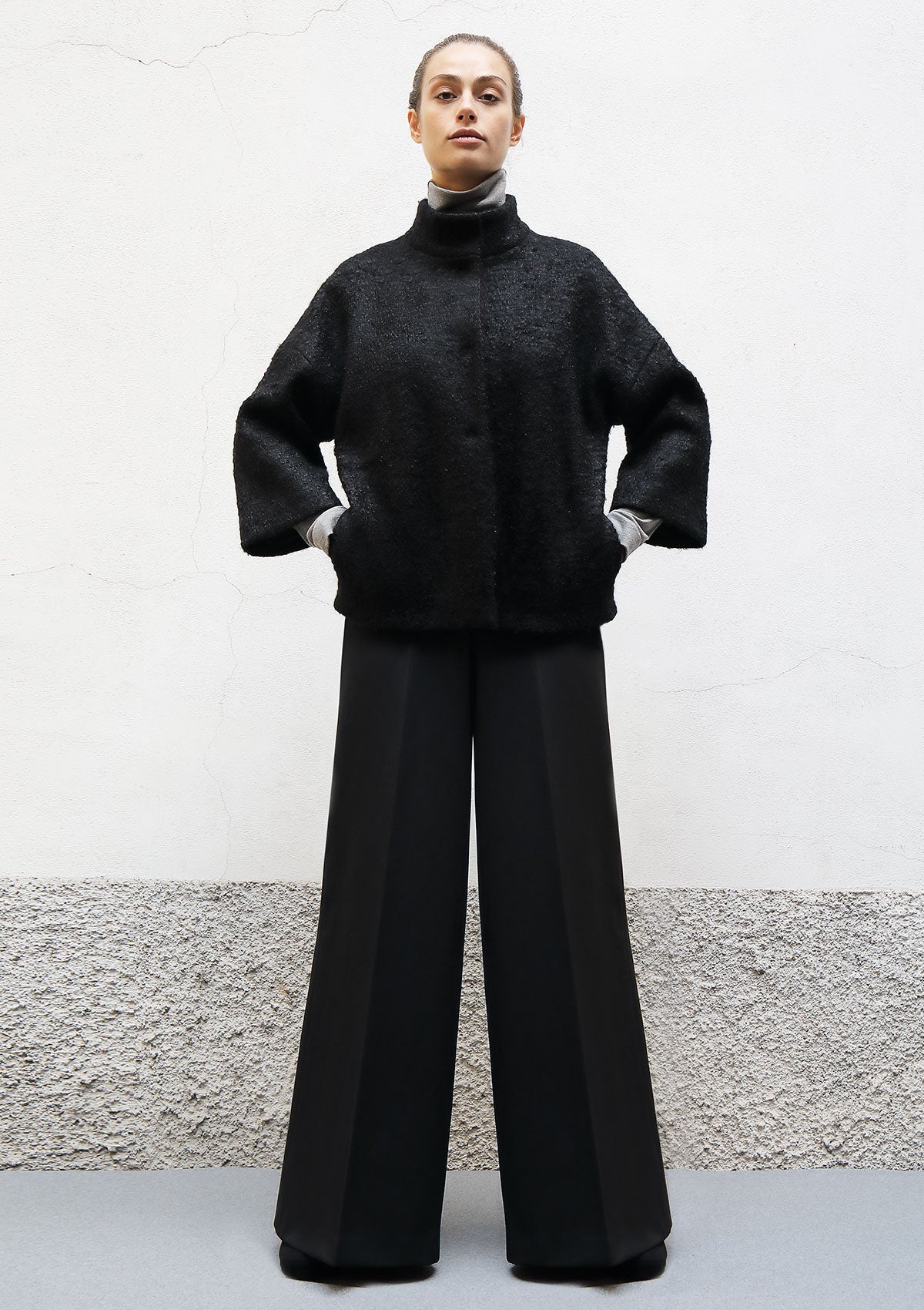 High collar mohair half coat – Juno Milano