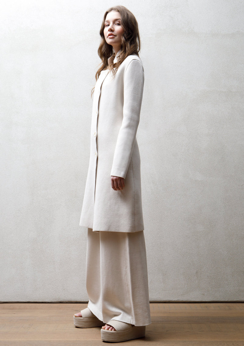 Knit cotton coat | Off white