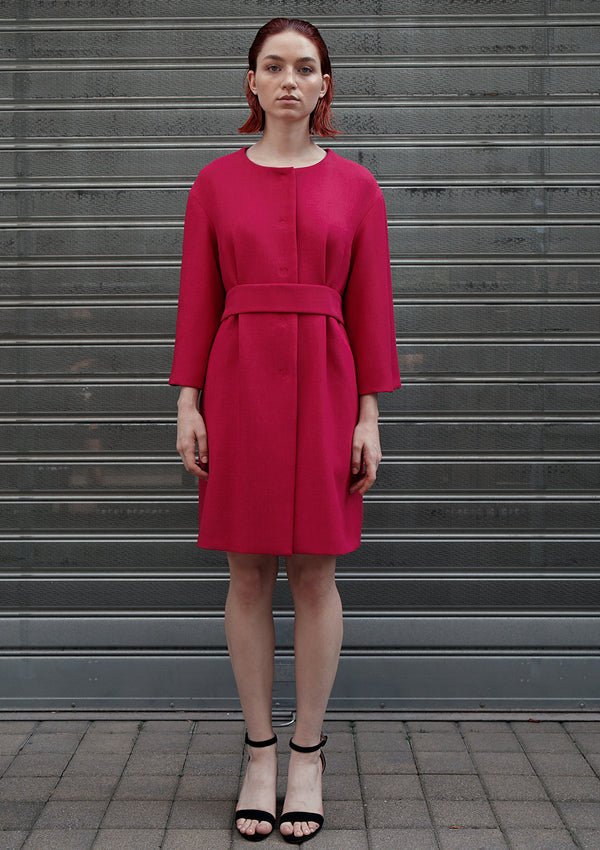 line wool fuchsia coat