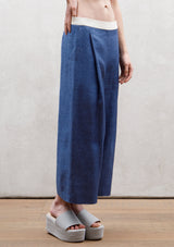 Wide pleat trousers | Blue